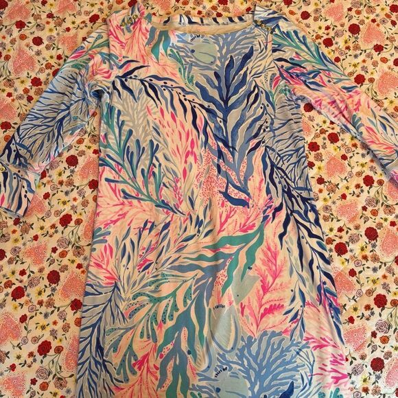 $138 New Lilly Pulitzer UPF 50+ SOPHIE DRESS Kaleidoscope CORAL - Picture 6 of 7